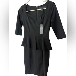 Kardashian Collection Black Peplum Dress - Size Extra Small - New with Tags!